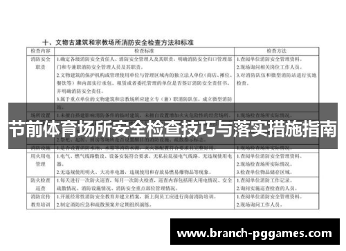 节前体育场所安全检查技巧与落实措施指南